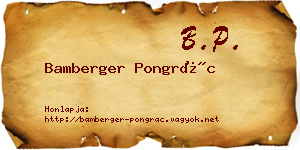 Bamberger Pongrác névjegykártya